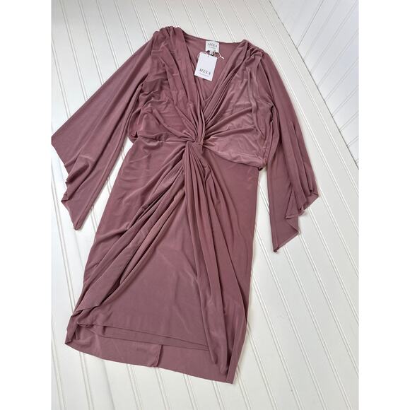 NWT MISA Los Angeles Teget Draped Mini Cocktail Dress Mauve Wedding Size XS - Picture 1 of 6